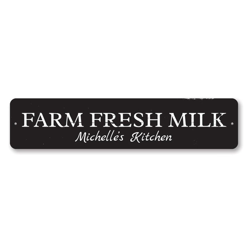 Enseigne en aluminium Farm Fresh Milk, H 4 po x l 18 po x P 0,04 po
