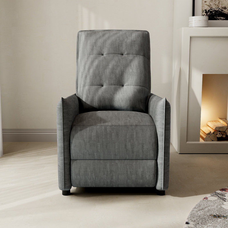 Chenille Fabric Recliner Chair for Adults - Manual Push Back Reclining Sofa with Sturdy Metal Frame, Overstuffed High-Density Foam, Adjustable Footrest for Living Room, Home Theater