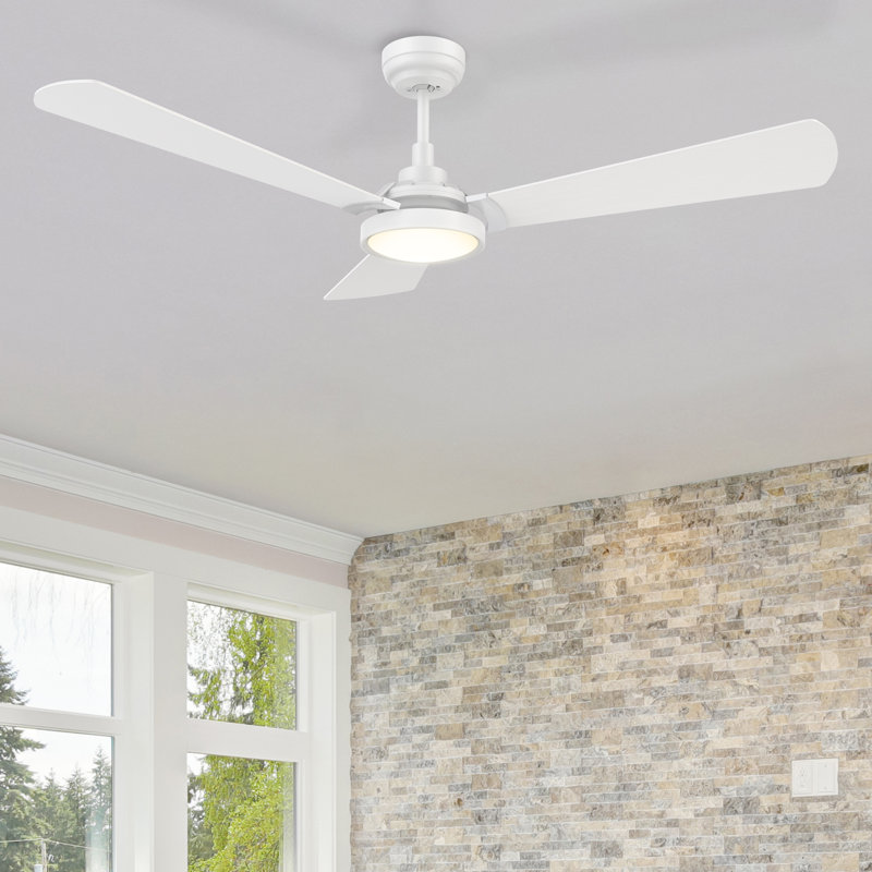 Ventilateur de plafond intelligent DEL à 3 pales 56 "avec lumière , Noir, Noyer foncé