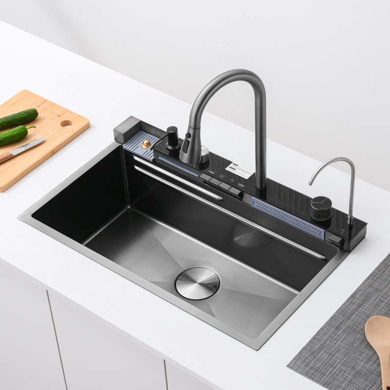 Drop-In Single Bowl Stainless Steel Kitchen Sink, L 29,5 po x l 18 po, Noir