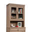 Huche de bibliothèque avec portes en verre, finition brune