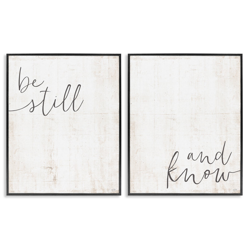 «Be Still And Know Calligraphy», phrase inspirante LUX + Me Designs, H 20 po x l 16 po, Giclée encadrée noir minuit