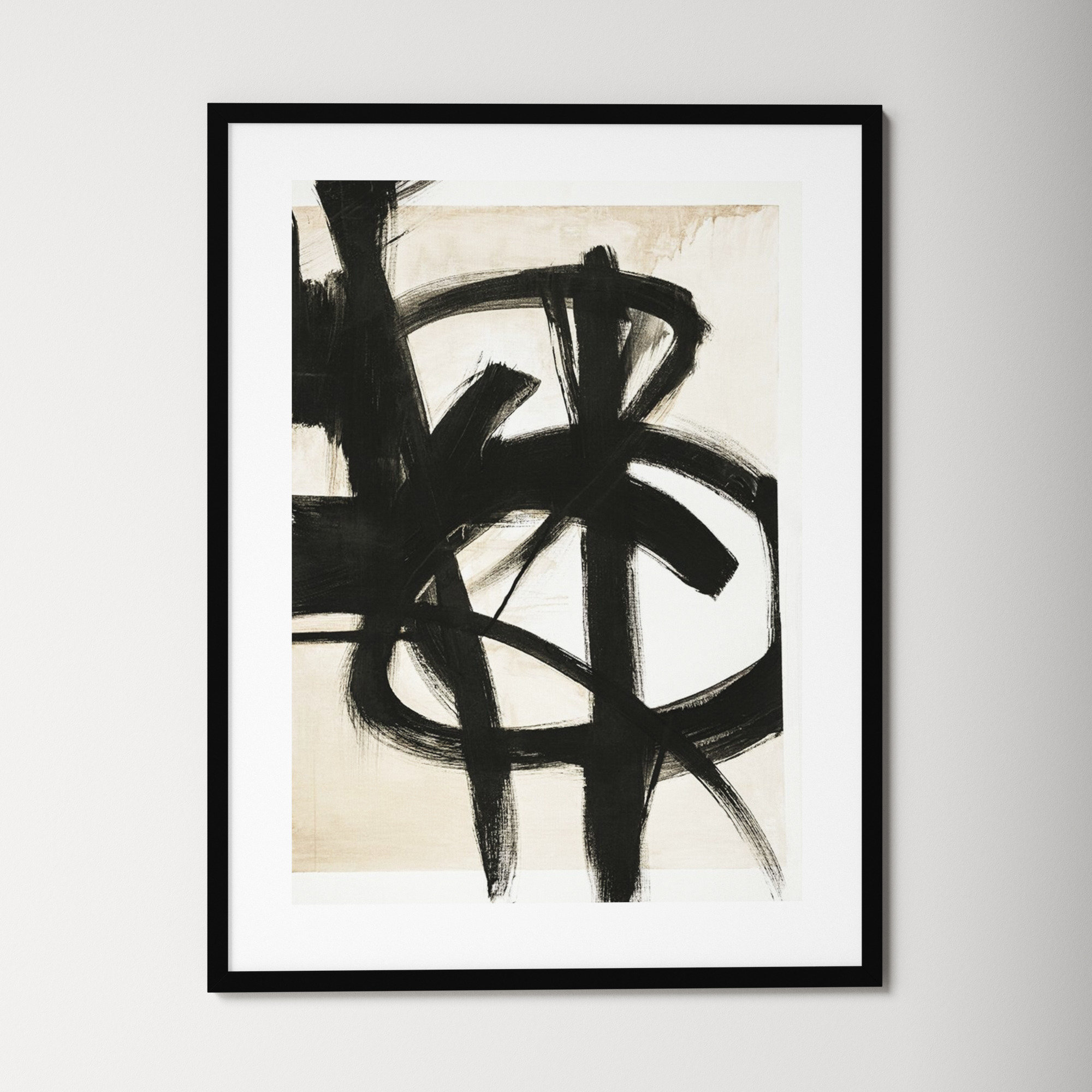 Graphical Shapes 7 by Design Fabrikken, 42.12" H x 32.12" W x 0.88" D, Black Framed Paper