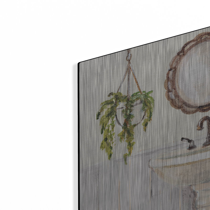 Art mural en métal luxueux «Crisp Cottage Bathroom 2» par Silvia Vassileva, 24 po x 24 po