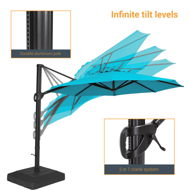 Parasol en porte-à-faux 11 pi Daljeet, Turquoise