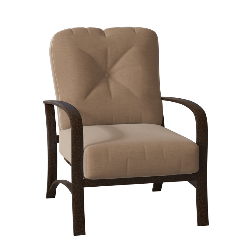 Fremont Outdoor Lounge Chair, Canvas Heather Beige Sunbrella® Canvas, Chestnut Brown
