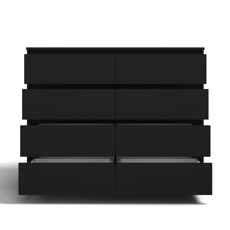 120cm W 8 - Drawer Chest of Drawers, BLACK