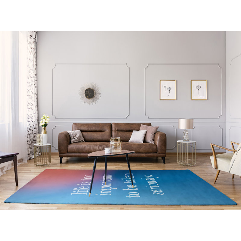 Tapis en polyester à l’arrière-plan multicolore & levity quoted, Rectangle 5 pi x 7 pi