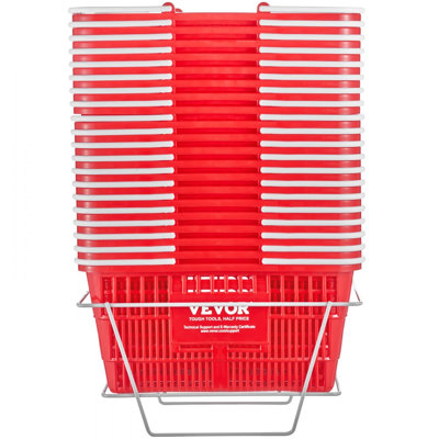 Shopping Basket Portable Grocery Basket 20PCS 21L with Handle & Stand Red