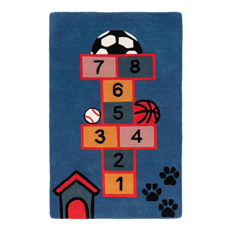 Unique Loom Hopscotch Playtime Kids Wool Rug, Rectangle 3'1" x 5'1"