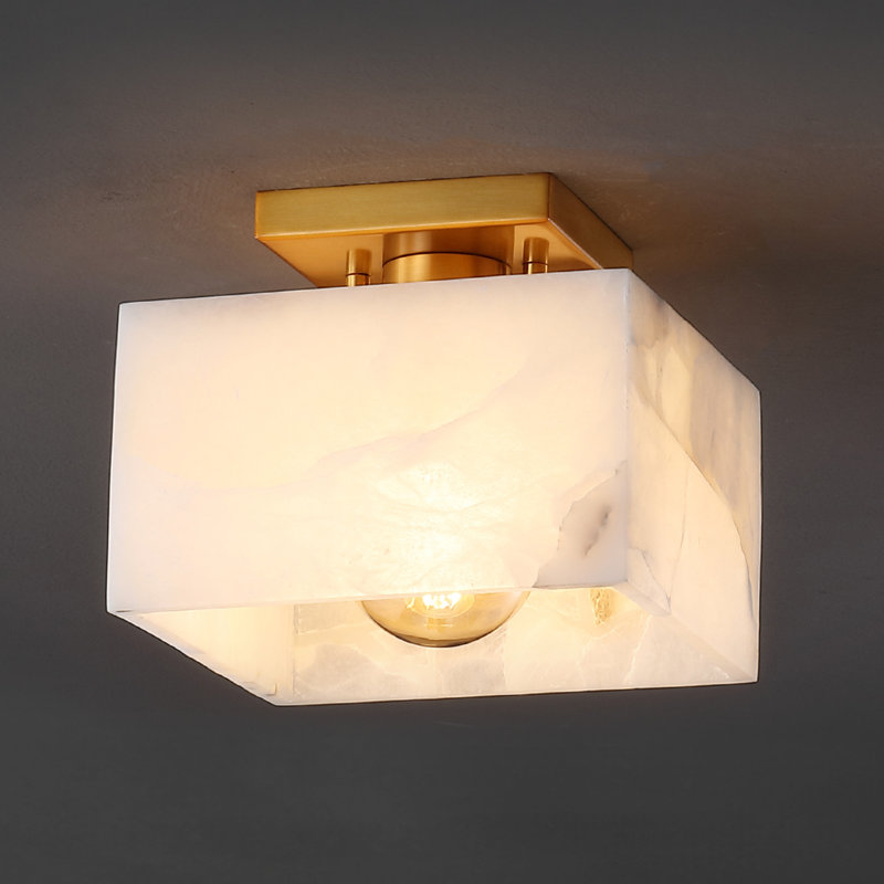 Plafonnier semi-encastré Dereham, Doré, H 6,75 po x l 8 po x P 8 po