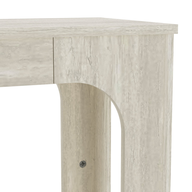 Inniss Modern Geometric 22" End Table with Open Shelf, Beige