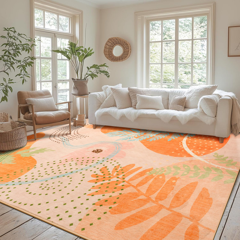 Straub Large Living Room Area Rug Soft Boho Moroccan Farmhouse Rugs For Bedroom Under Dining Table, Rectangle 5' x 8'