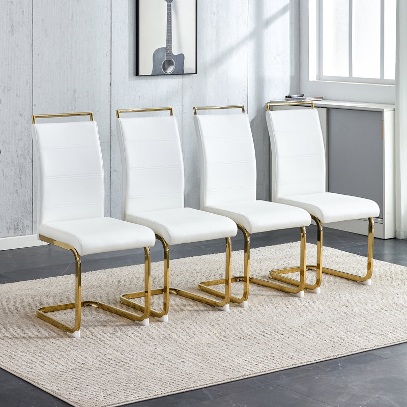 Modern Dining Chairs Set Of 2, 4, White, Gold