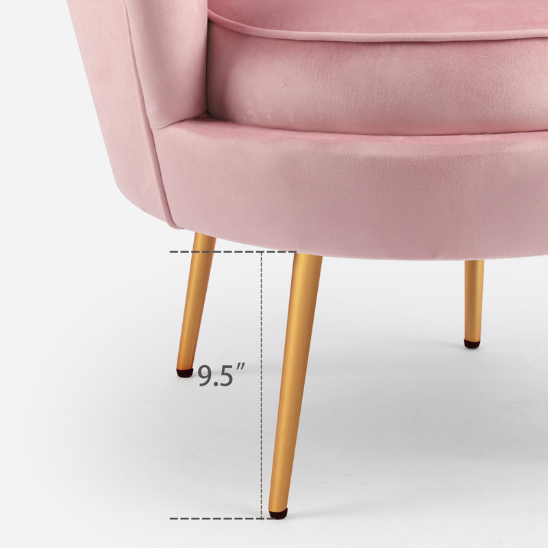 Fauteuil demi-tonneau en velours 28,8 po Raelynn, Velours rose clair