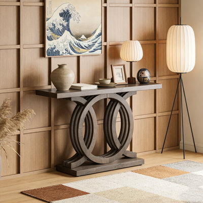Farmhouse Hallway Sofa Table With Geometric Base