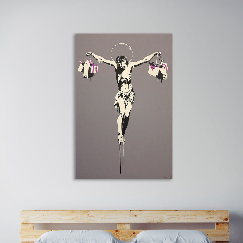 Christ With Shopping Bags by Banksy - Wrapped Canvas Print, 91 cm H x 61 cm W x 3 cm D