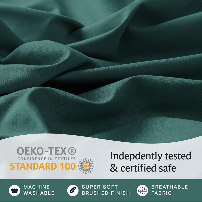 Luxclub 3 PC Emerald Twin XL Silky Soft Cooling Extra Deep Pocket Performance Sheet Set, Emerald