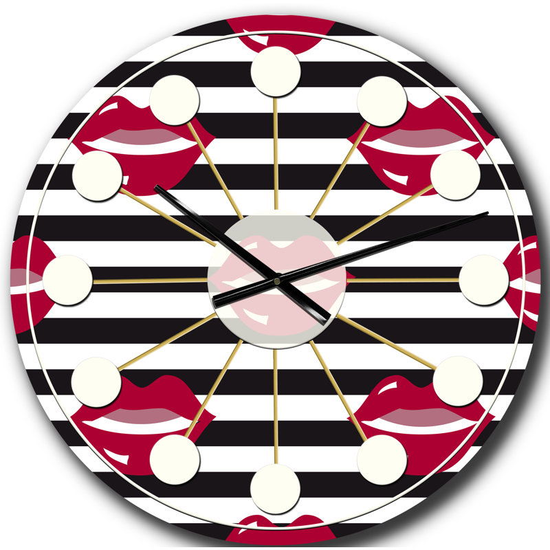Horloge murale rouge Mid-Century, Surdimensionné