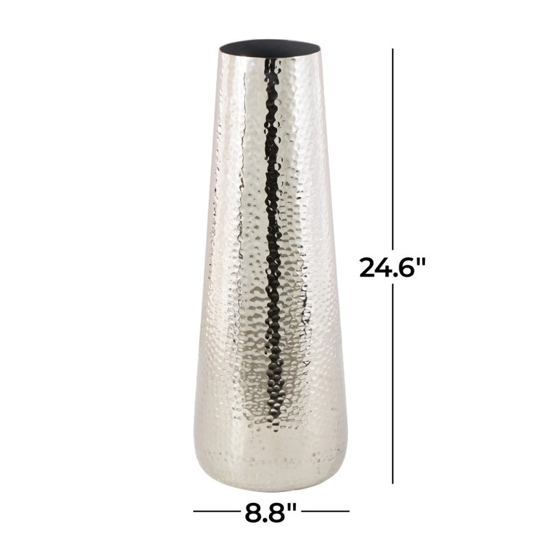 Cedrial Hammered Aluminum Vase, 24.6" H x 8.8" W x 8.7" D