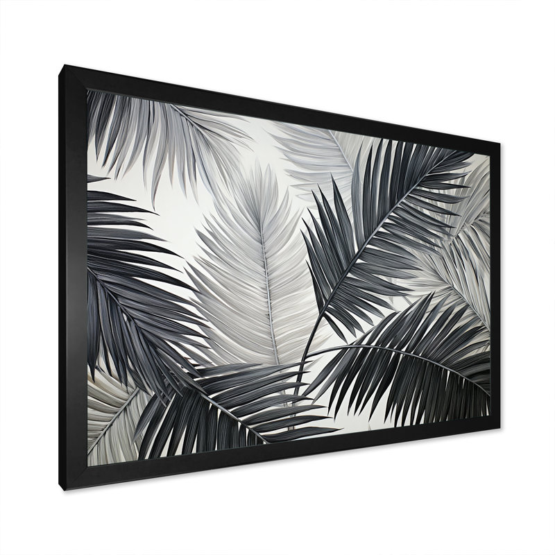 Minimalisme, tranquillité tropicale, palmiers sur toile, Cadre photo noir, H 34 po x l 44 po x P 1,5 po