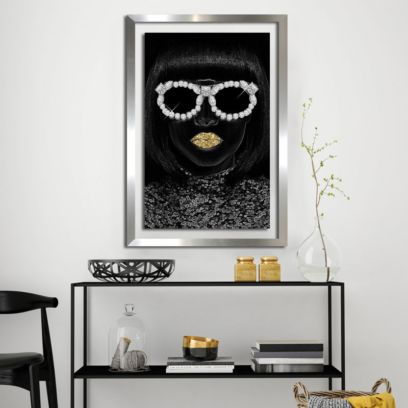 Gold Lips - impression d'art graphique, H 51,5 po x l 35,5 po x P 0,75 po, H 27,5 po x l 21,5 po x P 0,75 po