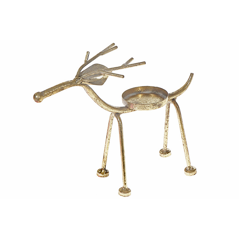 Bougeoir cerf en métal doré
