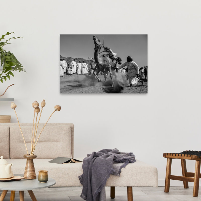 Reproduction d'art dynamique de paysage de chameaux, H 24 po x l 36 po