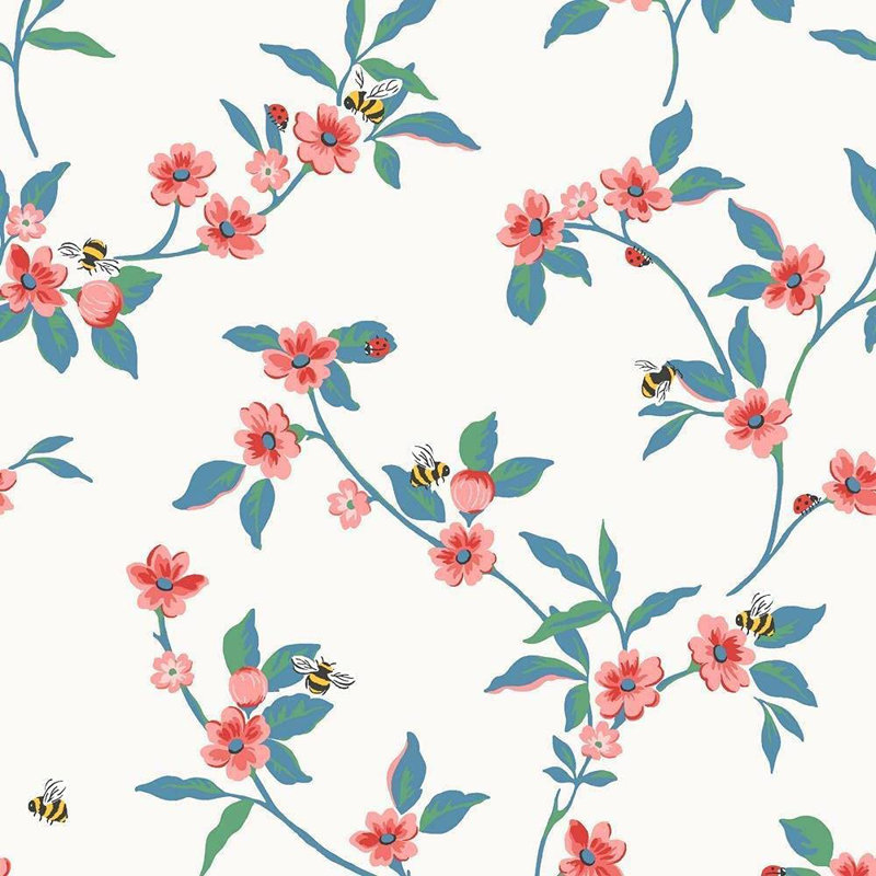 10.05m x 53cm Matte Wallpaper Roll, Cream/Red