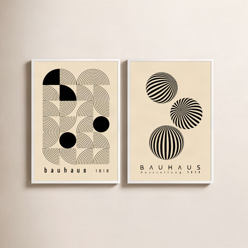 2 pièces Petrik Bauhaus 1919, H 12 po x l 16 po, Blanc opaque