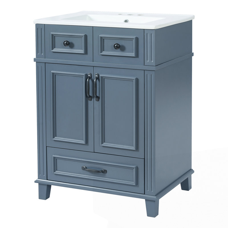 Meuble-lavabo 24 po avec lavabo en céramique, Bleu