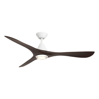 Carve 3 Natural Wood Smart Ceiling Fan With 2700K-3000K-4000K-5000K Selectable LED Light Kit and Remote Control Included, Works With Alexa and iOS or Android App