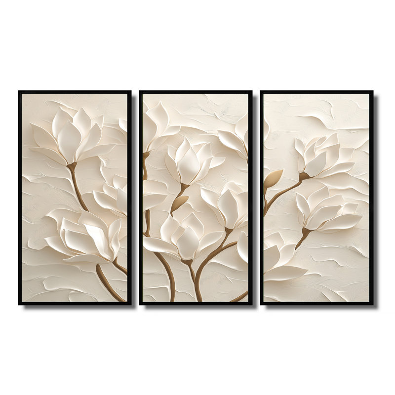 Ensemble de salon Adalbern - Magnolia, H 28 po x l 36 po, Reproduction avec cadre flottant, Noir