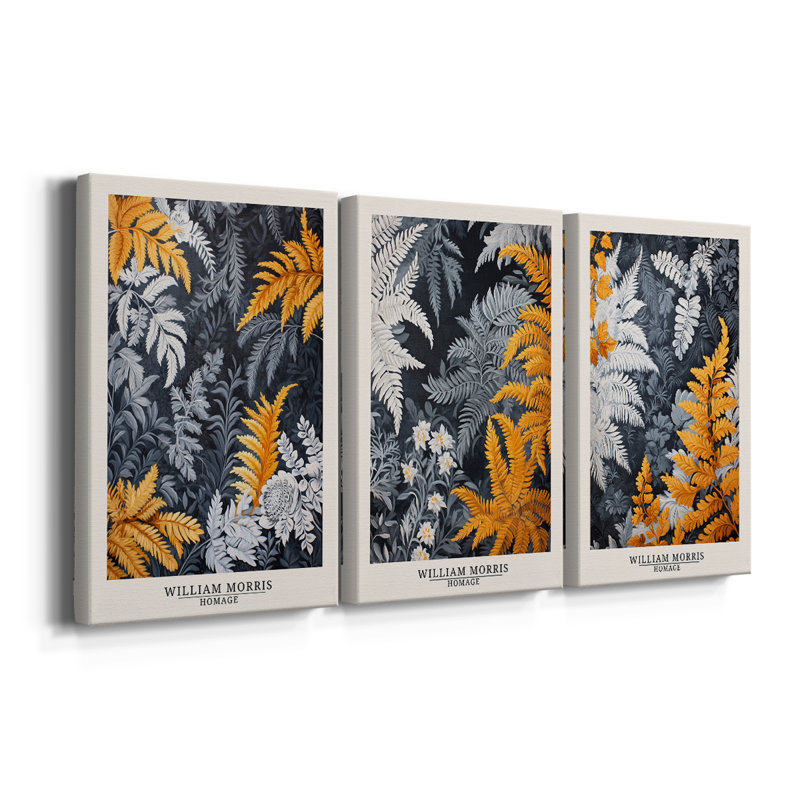 WM MORRIS Series DCCLXXIX  -Custom Wrapped Gallery Canvas - 3 Pieces, 12" H x 24" W