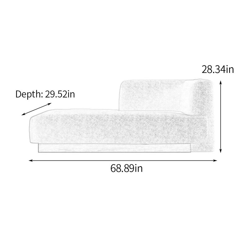 Méridiennes d'intérieur en bois massif, Beige, Accoudoir à droite (vu de face)