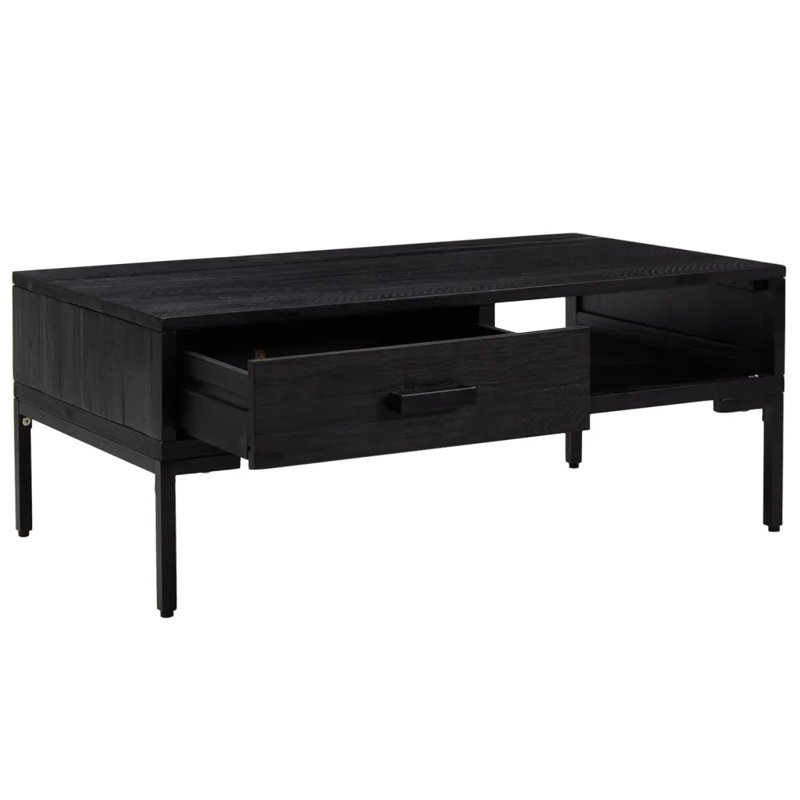 Armgart Four Leg Coffee Table with Storage, Black