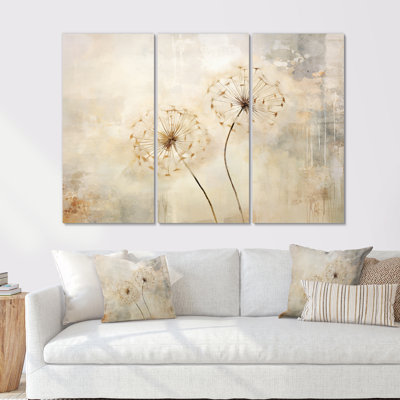Dandelion Mute Tone - ensemble de reproduction d'art mural pissenlit