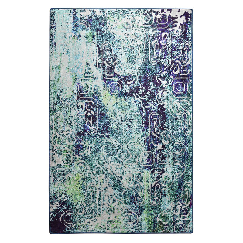 Tapis bleu de qualité supérieure, 5,2 x 7,5 pieds, 100% polyester | Hauteur des poils: 0,2 po, épaisseur totale: 0,4 po | Antibactérien, antidérapant, dessous lavable à la machine | Parfait pour le salon, la chambre à coucher ou le bureau