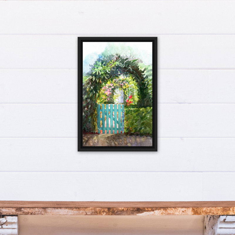 «Garden Gate», reproduction sur toile avec cadre flottant, L 13,75 po x H 13,75 po