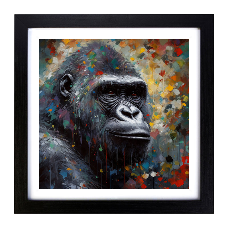 Gorilla Post-Impressionism - Framed Print, Black