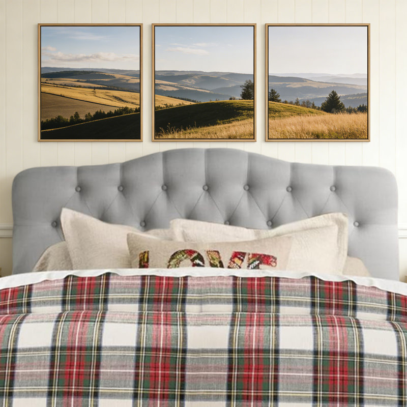 Tufted Upholstered Wingback Headboard, Solid Wood Head Board with Wood Legs, Adjustable Height Bed headboard from 47” to 63” Fabric Headboard in Modern Button Design