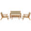 Set Of 3 Teak Acacia Wood, Rope W122xd78xh73 Cm-418813038
