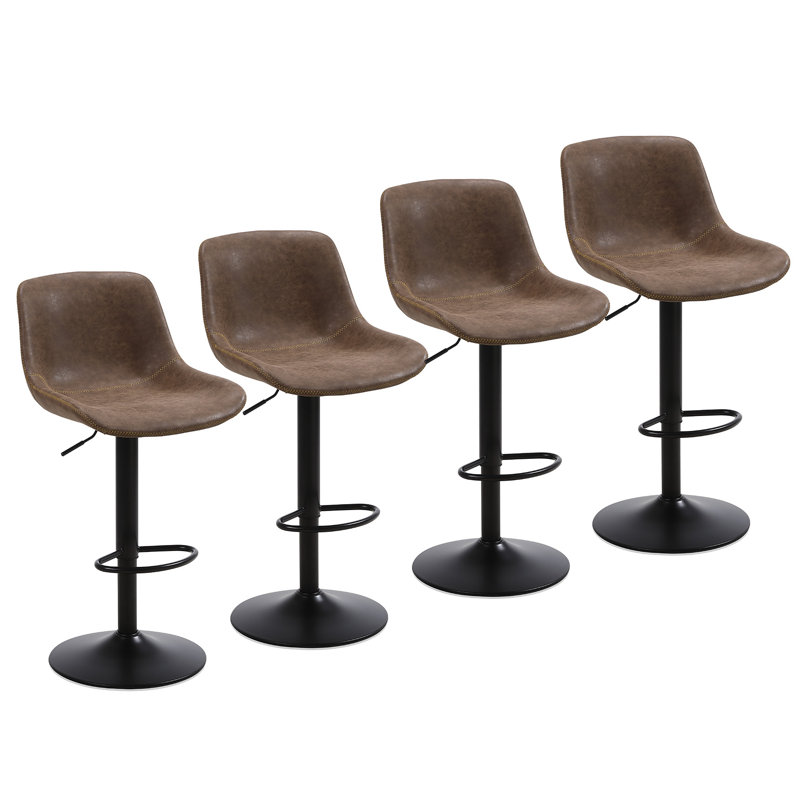 Jeninne Swivel Adjustable Height Bar Stool, Brown, 4