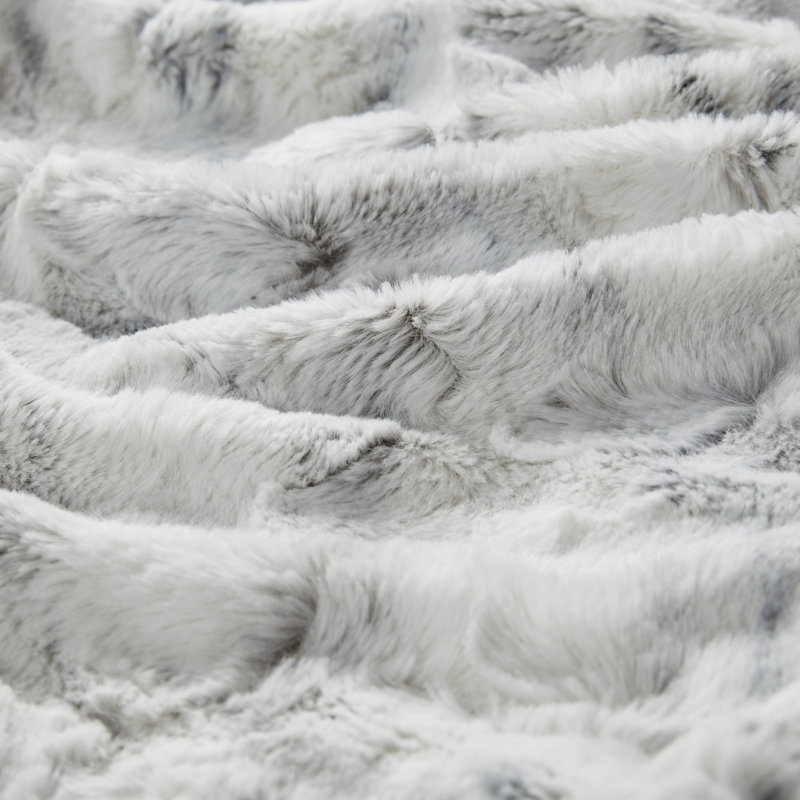 Oversized Grey Faux Fur Reversible Winter Throw