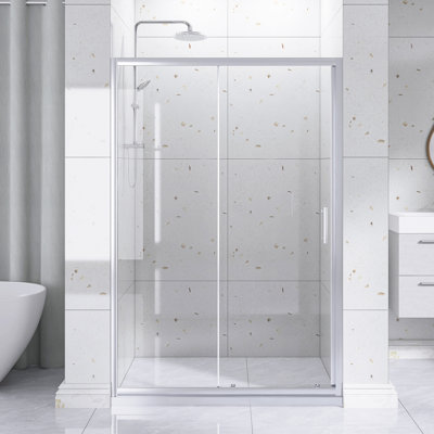 46,5 po -48 po L 72 po H Douche coulissante avec verre trempé transparent de 1/5 po d'épaisseur | Poignée en acier inoxydable