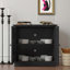 Buffet de rangement durable avec portes en miroir en acrylique, tablette réglable pour un usage domestique polyvalent, panneau de fibres à densité moyenne avec finition grain de bois 3D-1295220758