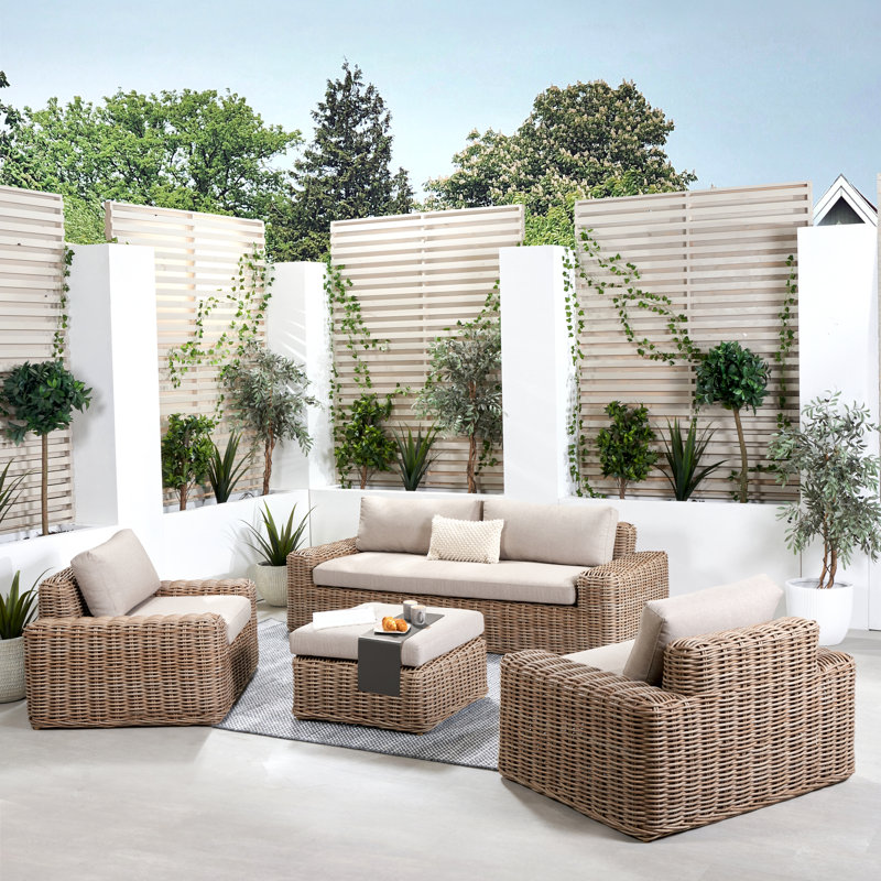 Errin Wicker 4 - Person Seating Group with Cushions