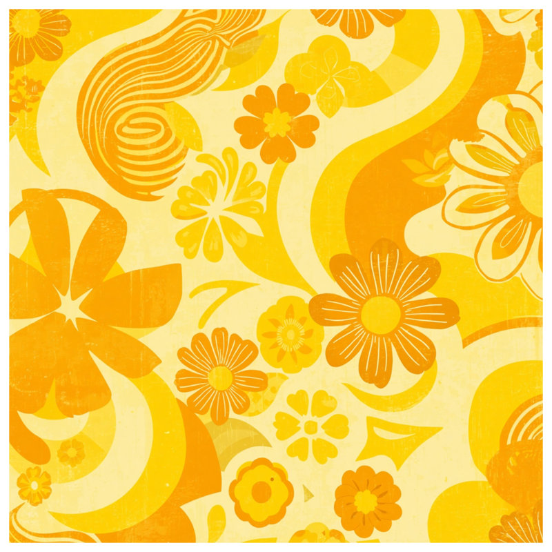 Édredon jaune à tourbillons floraux, Lit simple