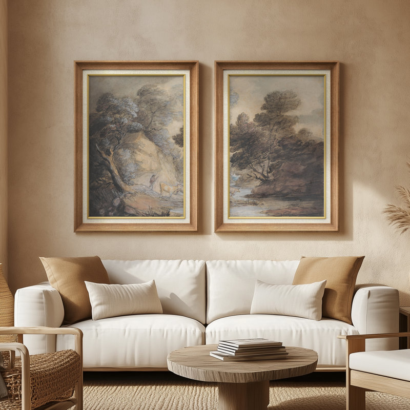 Ensemble de 2 œuvres d'art abstraites encadrées de qualité supérieure sur toile de qualité supérieure avec cadre de 26 po x 36 po