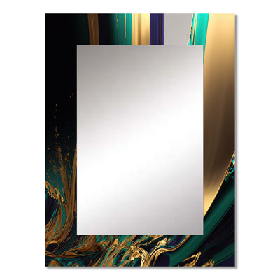 Green And Gold Agate III - Transitional Mirror, Modern Unique Wall Mirror, Printed Metal Art